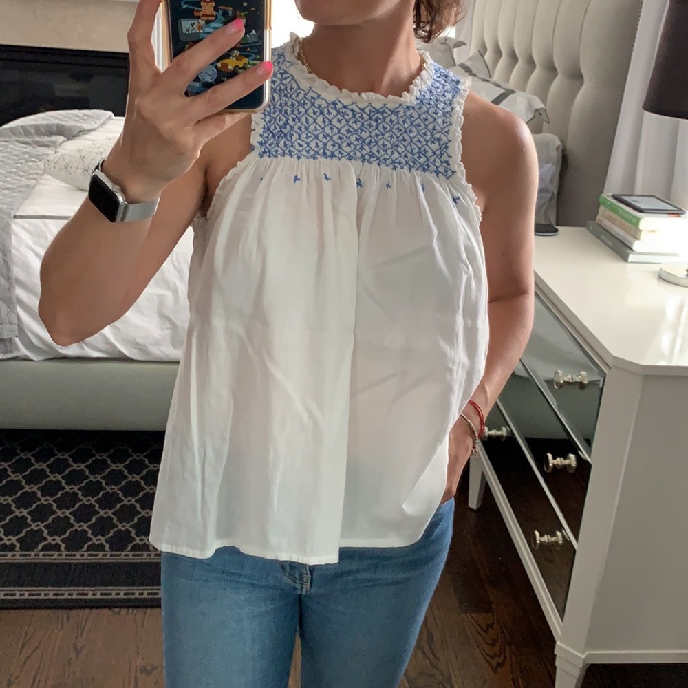 Aqua embroidered tank